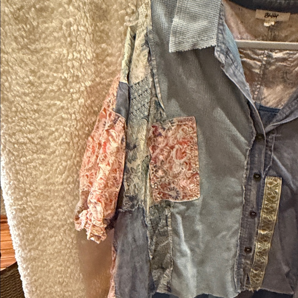 Boho Patchwork Button-Up Shirt - image 3